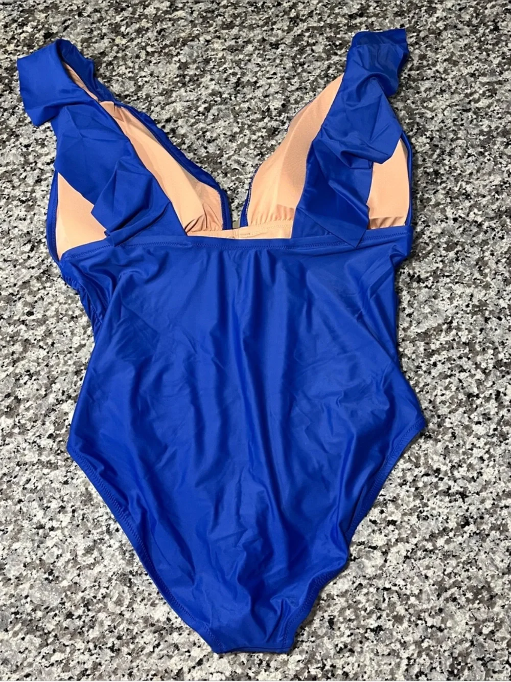 J. Crew Royal Blue Ruffle V-Neck One-Piece Swimsuit